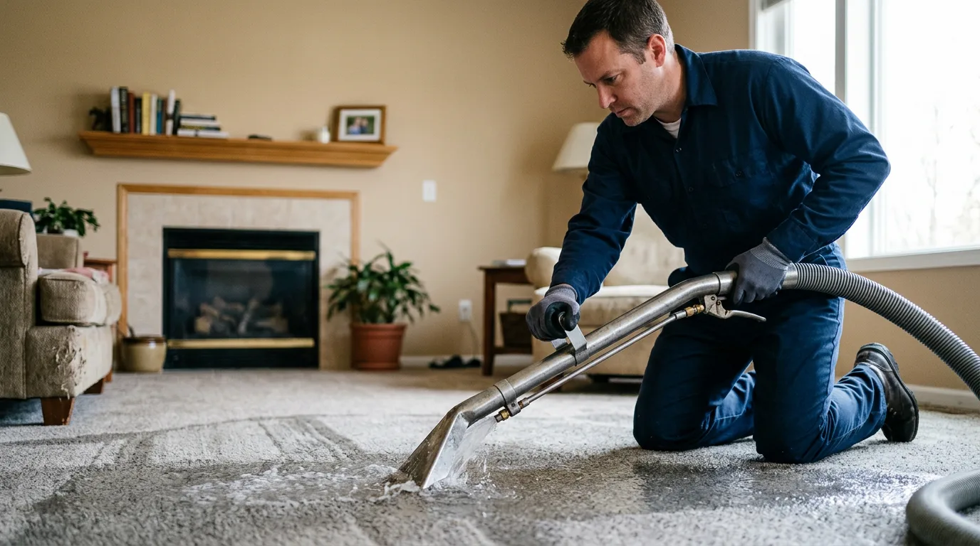 Water damage restoration technician working near Kismet, KS